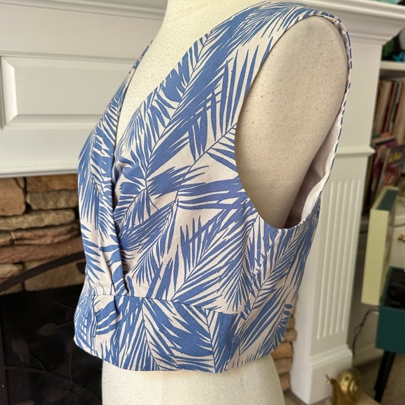 Rachel Roy Blue Zephyr Surplice Sleeveless Top 12 blue palm print - Picture 4 of 9